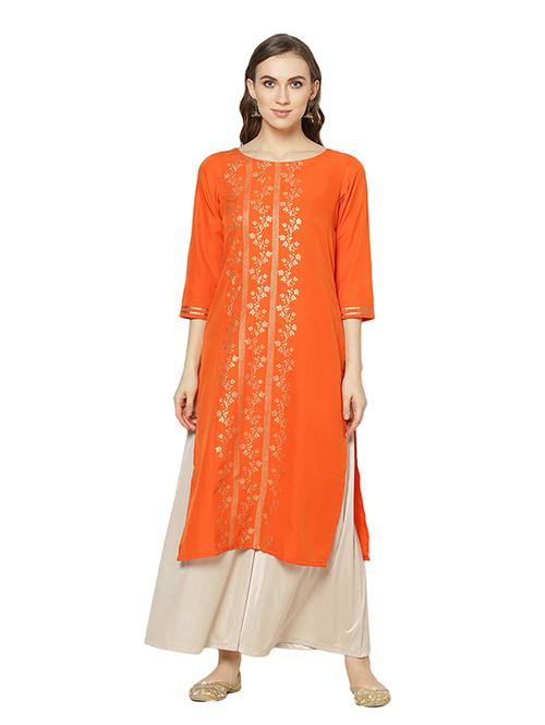 yellow printed straight kurti - 17573752 - Very Small Image - 1