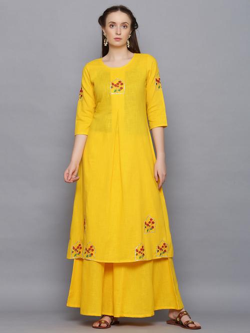 yellow cotton blend suit set - 17573763 - Very Small Image - 1