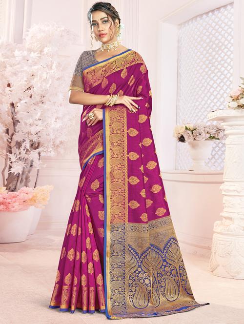 zari work woven saree - 17574075 - Very Small Image - 1