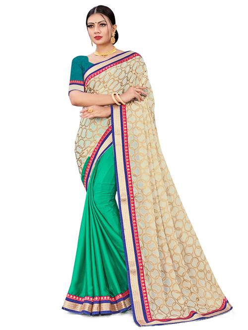 half & half woven saree - 17574095 - Very Small Image - 1