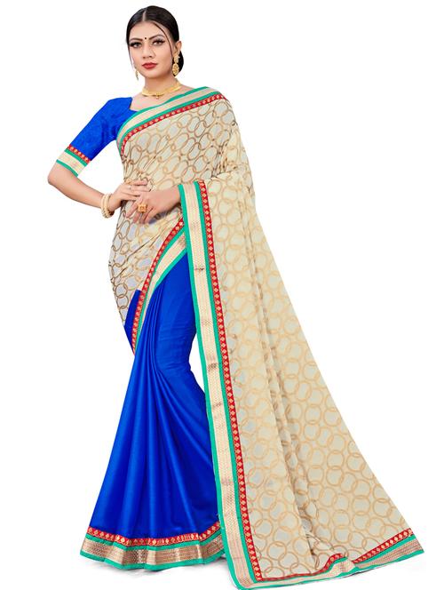 half & half woven saree - 17574096 - Very Small Image - 1