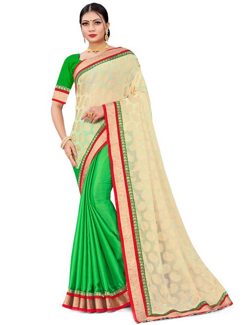 half & half woven saree - 17574098 - Very Small Image - 1