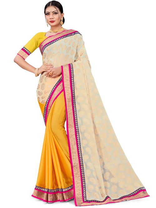 half & half woven saree - 17574099 - Very Small Image - 1