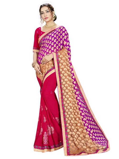 embroidered half & half saree - 17574144 - Very Small Image - 1