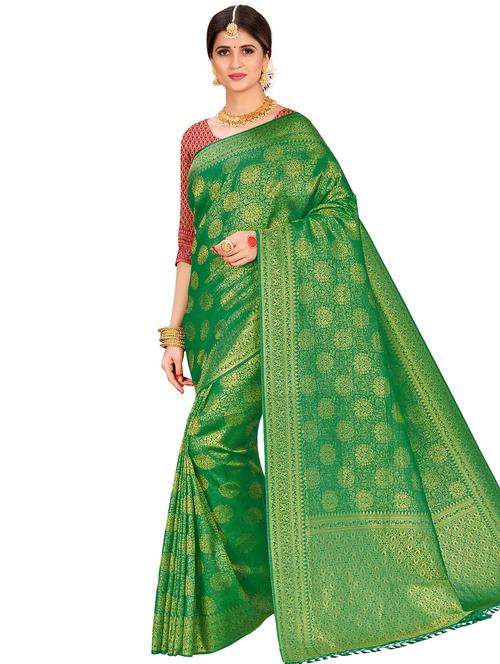 self design kanjivaram saree with blouse - 17574233 - Very Small Image - 1