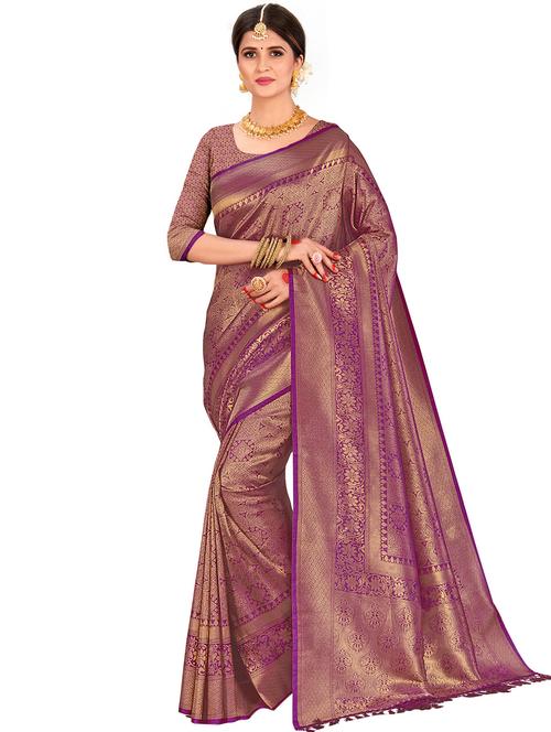self design kanjivaram saree with blouse - 17574235 - Very Small Image - 1