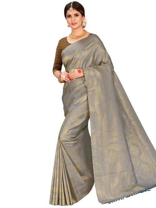 self design kanjivaram saree with blouse - 17574236 - Very Small Image - 1