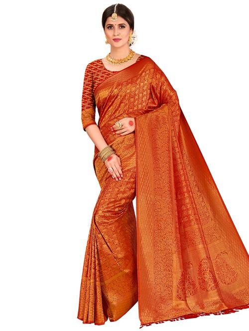 self design kanjivaram saree with blouse - 17574237 - Very Small Image - 1