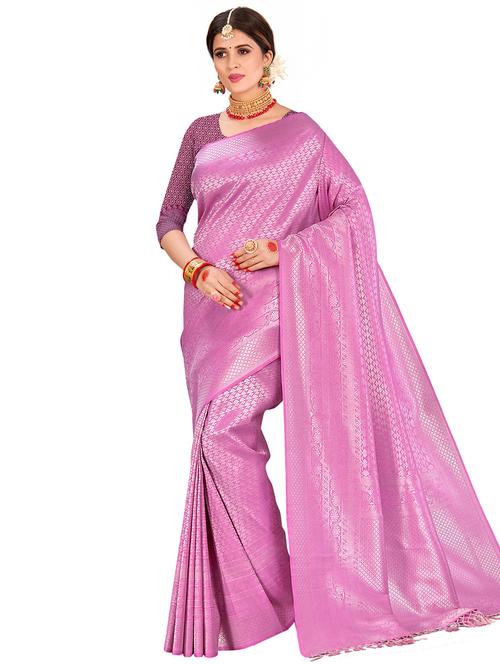 solid kanjivaram saree with blouse - 17574249 - Very Small Image - 1