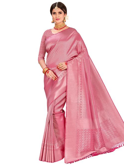 solid kanjivaram saree with blouse - 17574253 - Very Small Image - 1