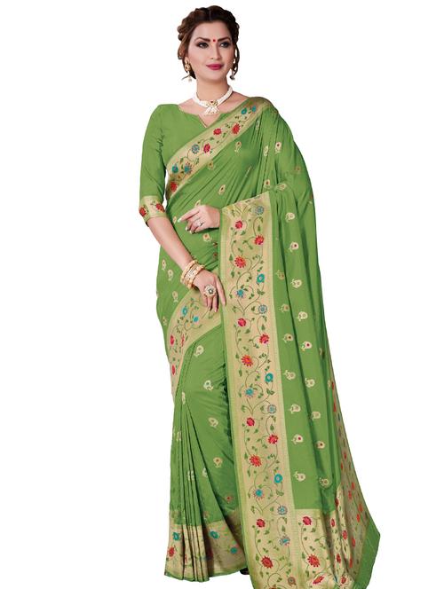 zari work woven saree with blouse - 17574280 - Very Small Image - 1
