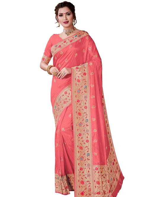 zari work woven saree with blouse - 17574281 - Very Small Image - 1