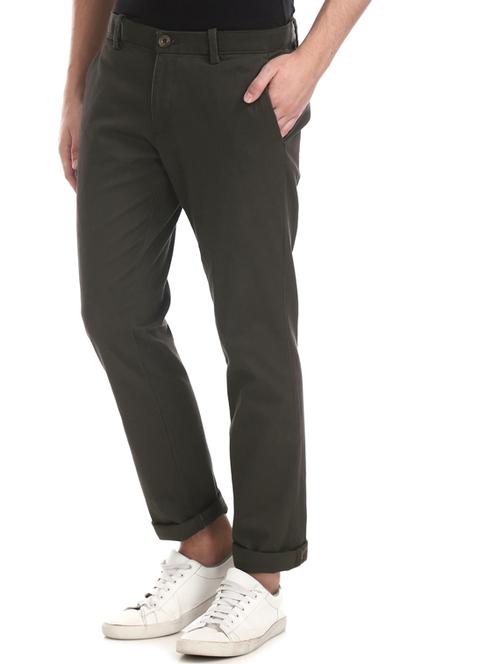 olive green solid chinos - 17574582 - Very Small Image - 1