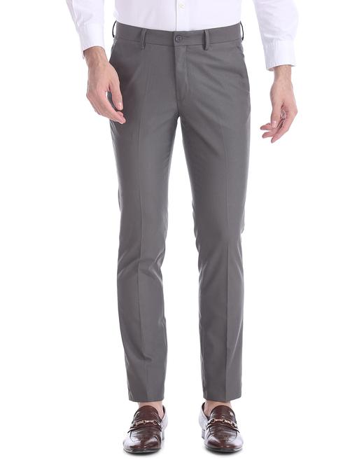grey textured flat front formal trouser - 17574609 - Very Small Image - 1