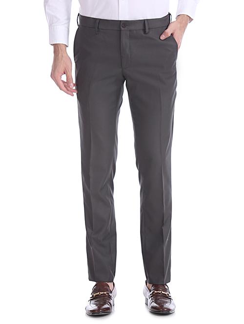 brown textured flat front formal trouser - 17574615 - Very Small Image - 1