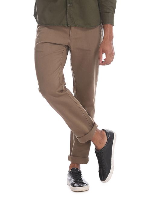 brown solid chinos - 17574616 - Very Small Image - 1