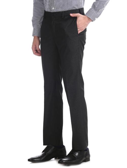 black textured flat front formal trouser - 17574689 - Very Small Image - 1