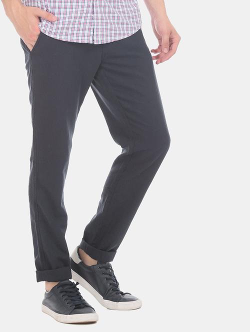 navy blue solid chinos - 17574786 - Very Small Image - 1