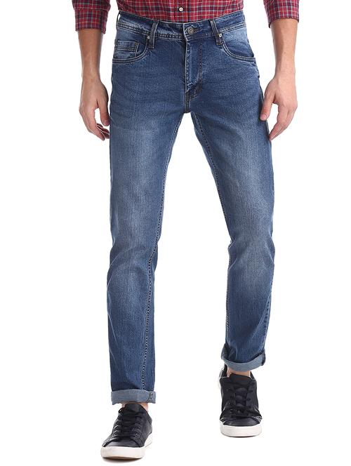 blue light washed denim jeans - 17575144 - Very Small Image - 1