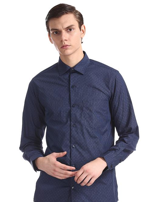 navy blue self design formal shirt - 17575690 - Very Small Image - 1