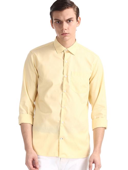 yellow self design formal shirt - 17575698 - Very Small Image - 1