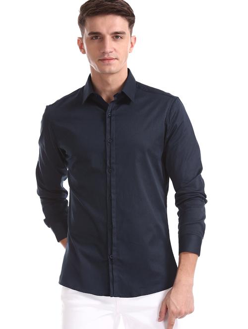 navy blue solid formal shirt - 17575709 - Very Small Image - 1