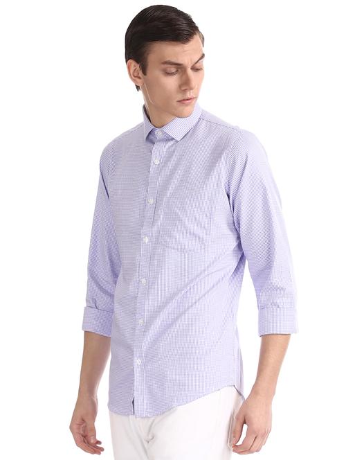 purple checkered formal shirt - 17575739 - Very Small Image - 1