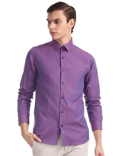 purple solid formal shirt - 17575752 - Very Small Image - 1