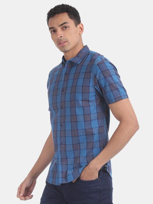 blue checkered casual shirt - 17575763 - Very Small Image - 1