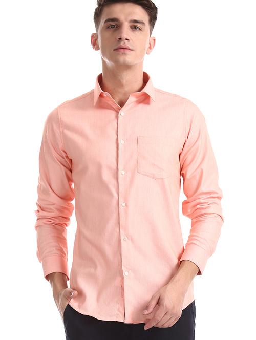 orange solid formal shirt - 17575777 - Very Small Image - 1
