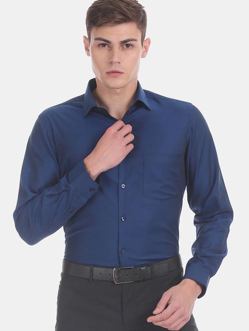 navy blue solid formal shirt - 17575826 - Very Small Image - 1