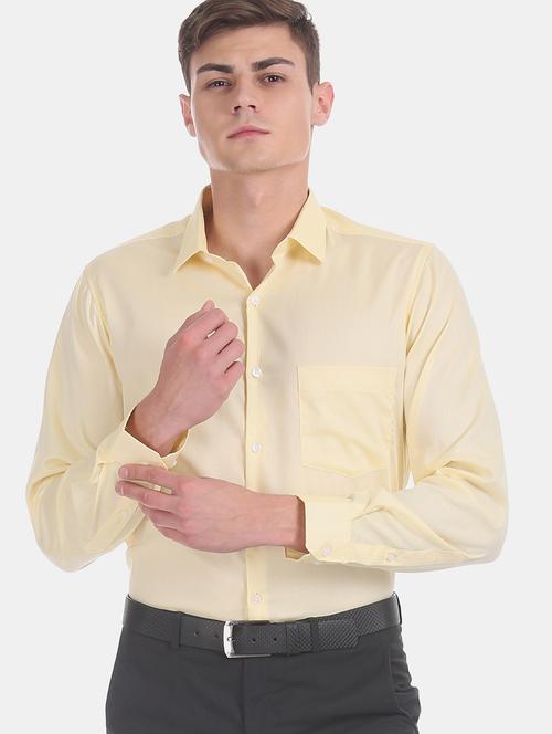 yellow solid formal shirt - 17575831 - Very Small Image - 1
