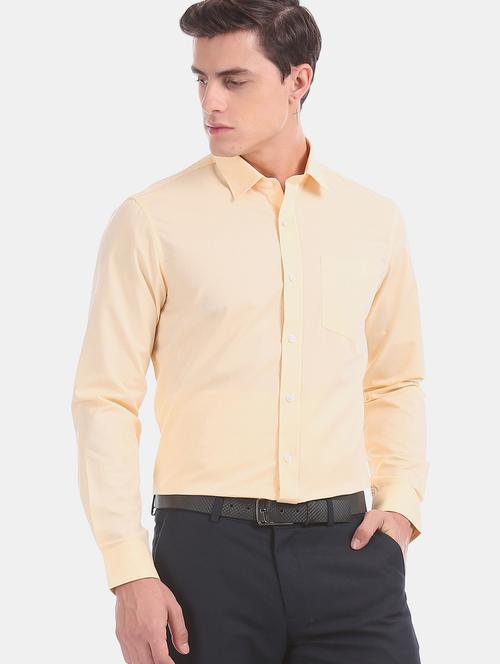 yellow solid formal shirt - 17575888 - Very Small Image - 1