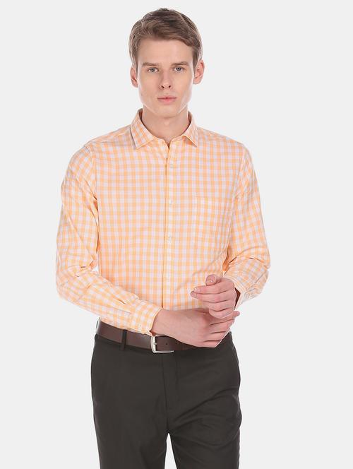 yellow checkered formal shirt - 17575949 - Very Small Image - 1