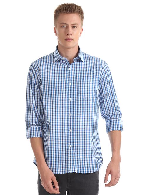 blue checkered formal shirt - 17576028 - Very Small Image - 1