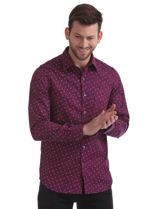 maroon printed formal shirt - 17576068 - Very Small Image - 1