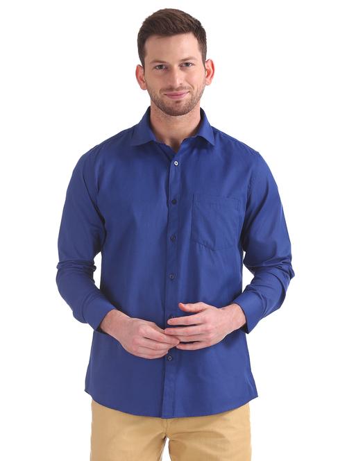 blue solid formal shirt - 17576087 - Very Small Image - 1
