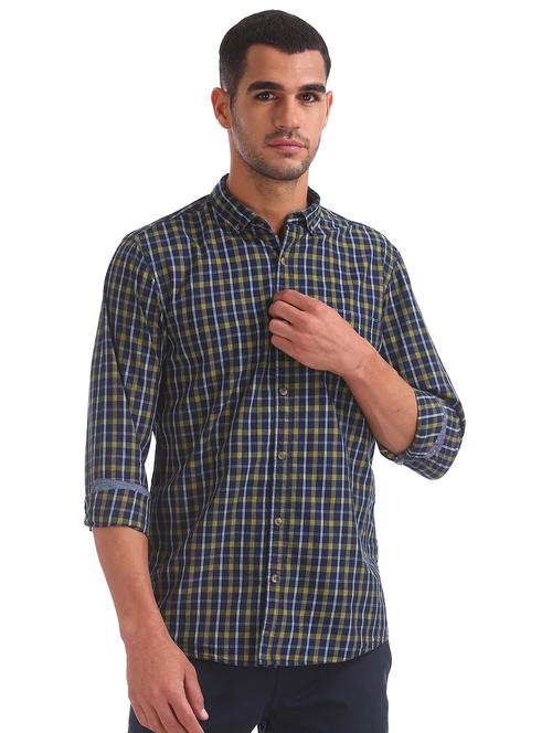 blue checkered casual shirt - 17577013 - Very Small Image - 1