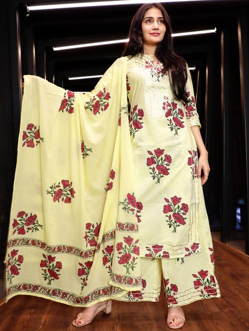 yellow cotton suit set - 17577959 - Very Small Image - 1