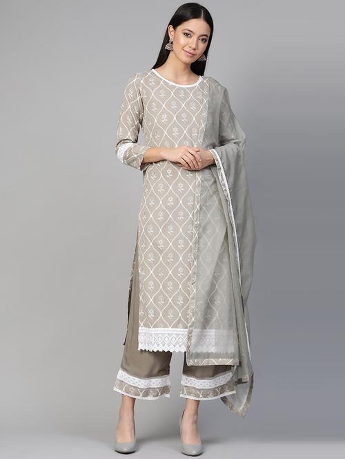 grey rayon suit set - 17578414 - Very Small Image - 1