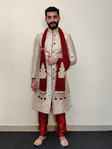 embroidered groom sherwani set - 17578954 - Very Small Image - 1
