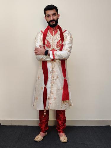 embroidered groom sherwani set - 17578966 - Very Small Image - 1