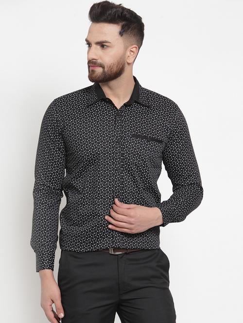 mens micro print formal shirt - 17579444 - Very Small Image - 1