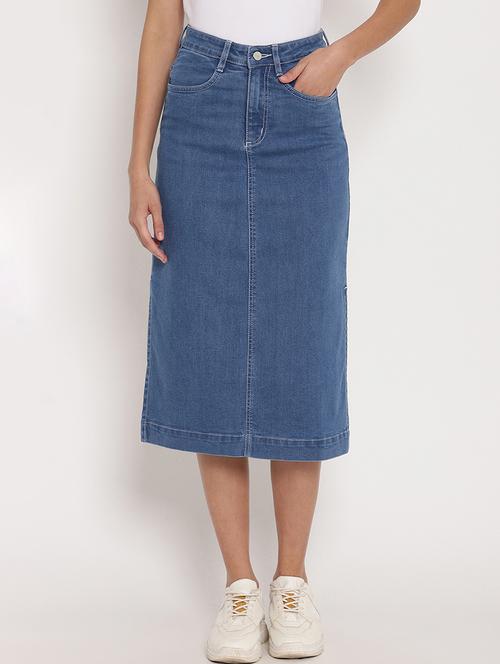 high rise denim skirt - 17579473 - Very Small Image - 1