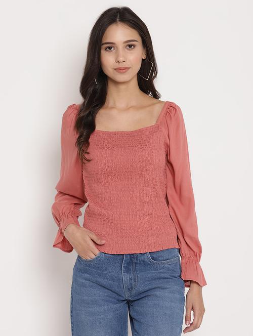 square neck smocked top - 17579490 - Very Small Image - 1