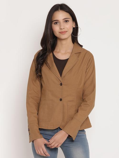 lapel neck solid jacket - 17579495 - Very Small Image - 1