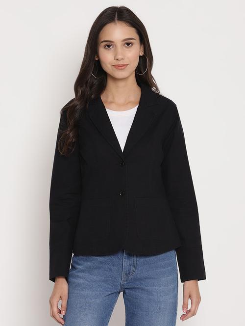lapel neck solid blazer - 17579496 - Very Small Image - 1