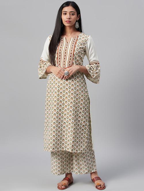 offwhite rayon straight kurta - 17579745 - Very Small Image - 1