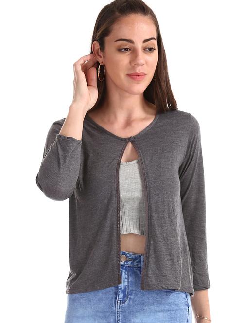 long sleeved solid shrug - 17580240 - Very Small Image - 1