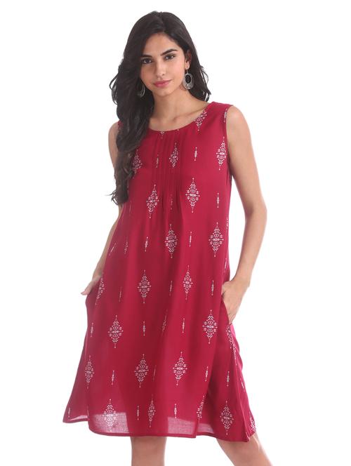 round neck a-line dress - 17580371 - Very Small Image - 1